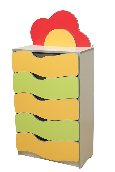 Закрита дитяча стінка "Квіткова поляна" №3 з 5-ма шухлядами, матеріал корпусу - ЛДСП, АЛМАНТ, 600х300х1247 мм.